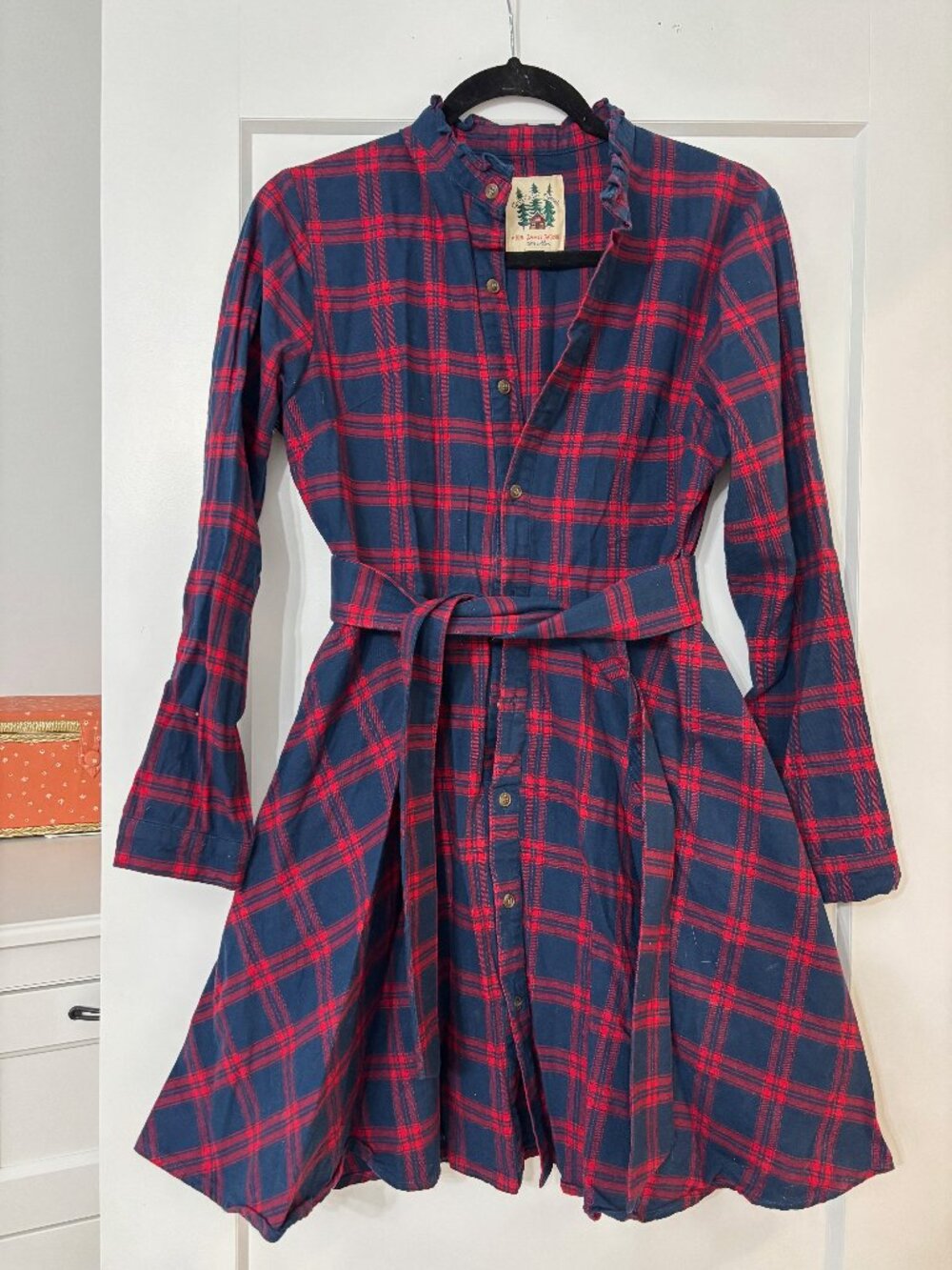 Kiel James Patrick Cozy Cabin New England House Tartan Flannel Dress Sz M